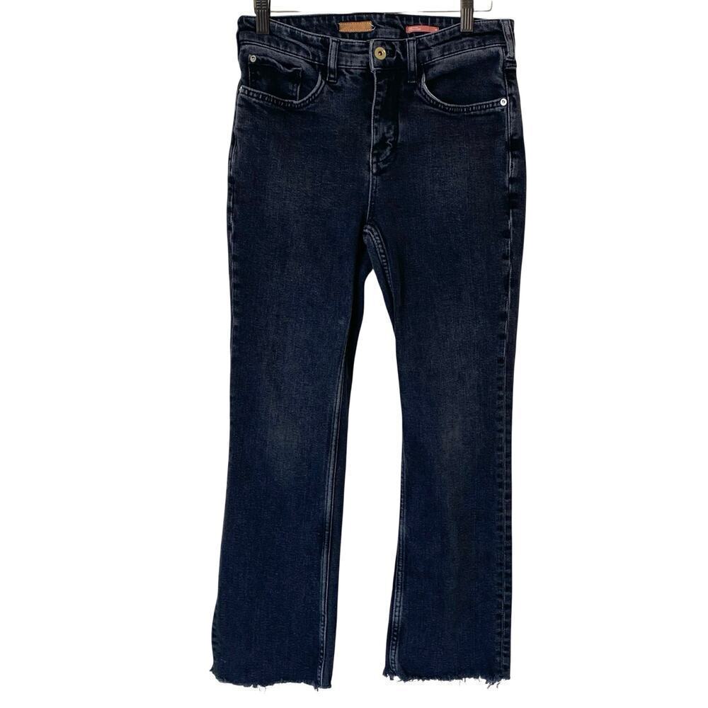 ANTHROPOLOGIE Pilcro Mid Rise Flare Denim Jeans in Washed Black, Size 28